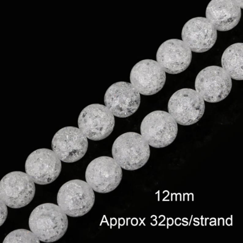 Clear White Gemstone Round Crackle Cracked Crystal Stone Strand Beads 4mm 6mm 8mm 10mm 12mm For DIY Beading Jewelry Making image 10