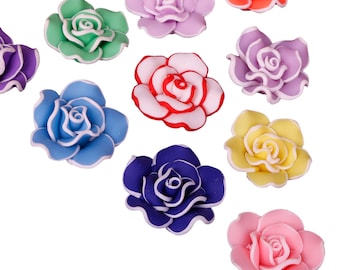 30x13mm Colorful Plumeria Flower Polymer Clay Beads Mixed Color Collection 5pcs/bag
