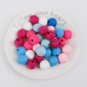 20 Stück - Mixed Color Spirale Holz große KugelPerlen, Runde Faden Holzperlen, Spacer Perlen, 20mm, 6mm Lochgröße