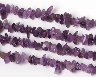 Natural Amethyst Quartz Chip Beads , 3-5mm in size, 34" strand