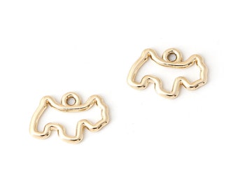 10pcs Gold Dog Charm - Puppy Charm - Pet Charm - Gold Pendant - 19x13mm