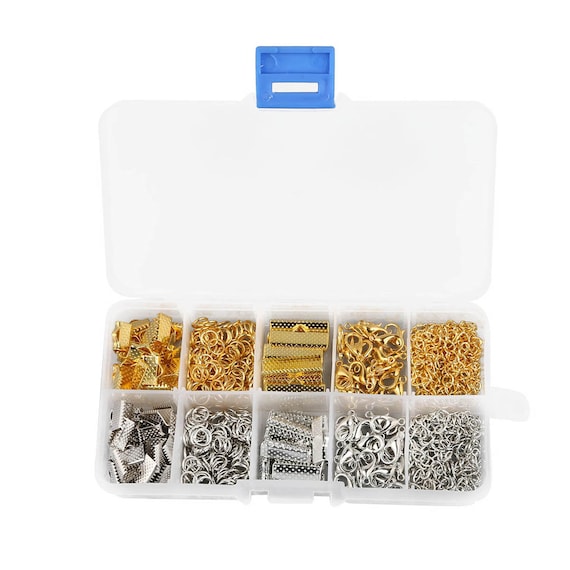 Jewelry Findings Set, Jewelry Making Kit, Lobster Clasps, Jump Rings,  Ribbon Ends, Ribbon Clamp Crimps