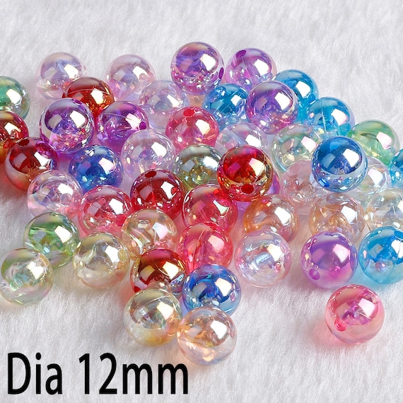 40pcs 12mm Big Hole Round Beads for Jewelry Making Acrylic Beads Multicolor  Loose Bead Jewelry DIY Accessory