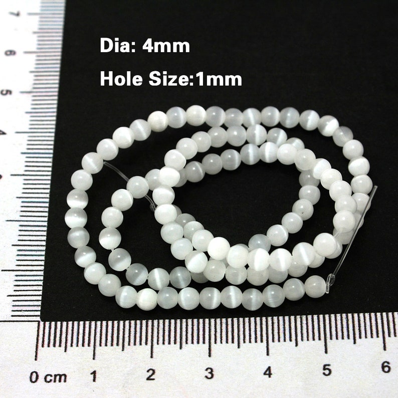 White Cat Eye Beads 4mm 6mm 8mm 10mm 12mm Loose Gemstone Round Etsy