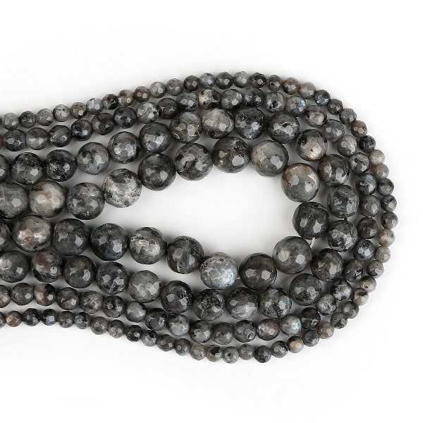 Labradorite noire naturelle Larvikite Perles lâches facettes Forme ronde 15 « / str 4mm 6mm 8mm 10mm