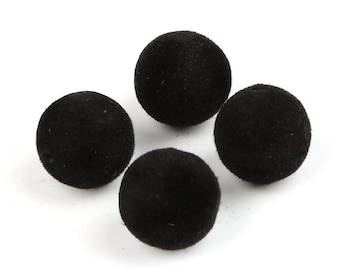 8/10/12/16 mm Negro Acrílico Redondo Bola Flocked Velvet Beads