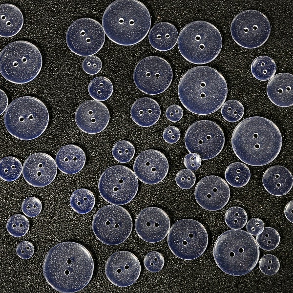 9 TAILLES Boutons transparents transparents à deux trous, boutons ronds en plastique, boutons de couture transparents, 9mm 10mm 11mm 12mm 15mm 18mm 20mm 23mm 25mm