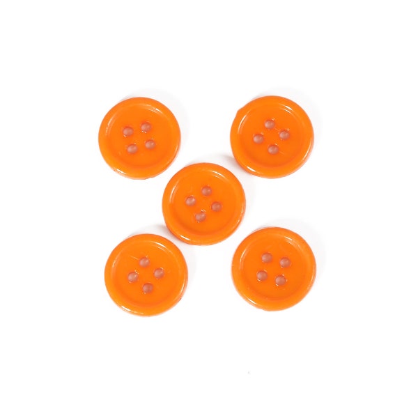 4 SIZES Orange Plastic Round Buttons 8mm 11mm 15mm 20mm - Round Resin Four Hole Buttons - DIY Sewing Crafts Children's Handmade Buttons