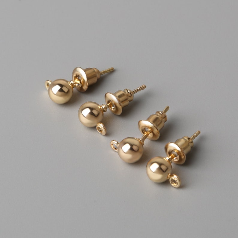 50 Pcs Ball Earring Post Studs With Loop Choose From 3 Colors Etsy