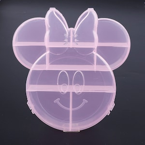 Pink Mouse Transparent Jewelry Storage Box - Anello Orecchino Perline Custodia Plastica Portatile Organizer Box