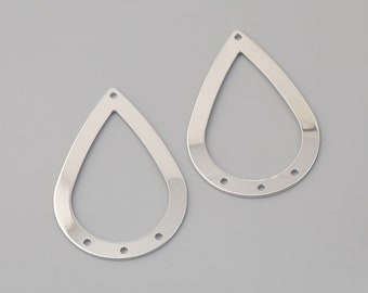 Cerchi in argento sterling / Martellati a mano - Forma a goccia angolare - Nero ossidato - Italia