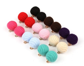 10pcs Fabric Pom Pom Ball Charm Pendants 13mm, Pom Pom Hair Accessory