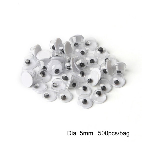 100pcs MIX SIZE Googly Wiggly Eyes Assorted Flatback Plastic Black Pupil  Wiggly Moving Eye 8mm/10mm/12mm/15mm/20mm 