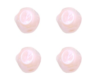 16mm Pink Acrylic Pearl Irregular Beads - Pearl Like Beads - Cream Color Squished Beads - Fun Beads - 3mm Hole Size - 4 Pieces