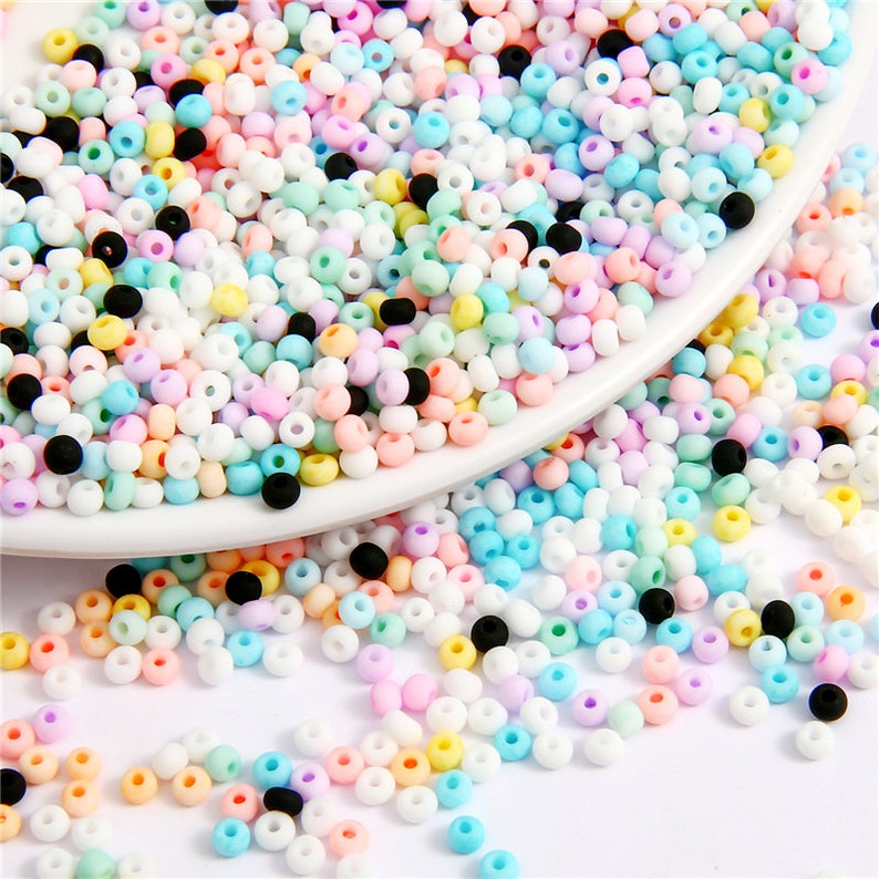 Perles de graines de couleur crème mate de 2 mm 3 mm 8/0 12/0 Perles de graines de haute qualité dans des couleurs crémeuses Perles de graines de couleur pastel Perles pastel Colorées image 6