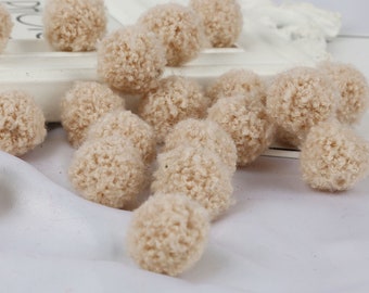 Beige Pom Pom, Polyester Pom Pom, Pom Pom Ball, Knit Pom Pom 15mm(50pcs/bags), 20mm(20pcs/bag)