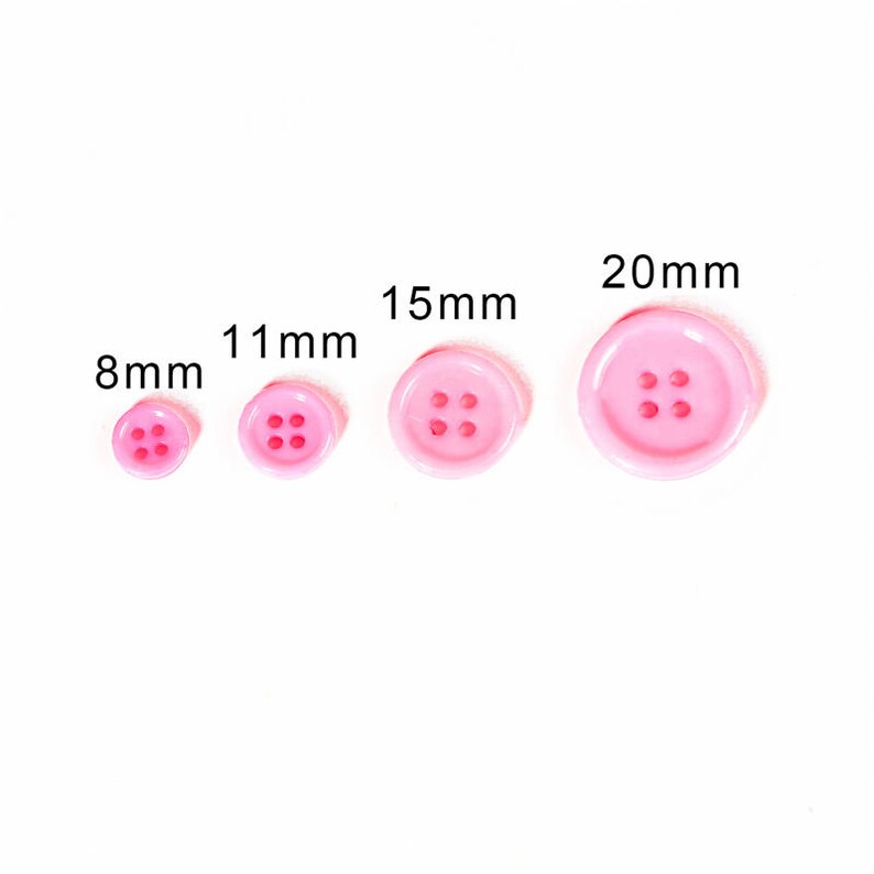 4 SIZES Pink Plastic Round Buttons 8mm 11mm 15mm 20mm - Round Resin ...