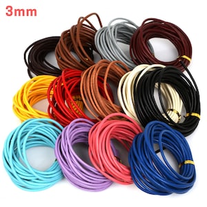 Cordon rond en cuir 1/1.5/2/3mm 16 couleurs Bracelet Cordon en cuir Cordon Boho 5 mètres image 9