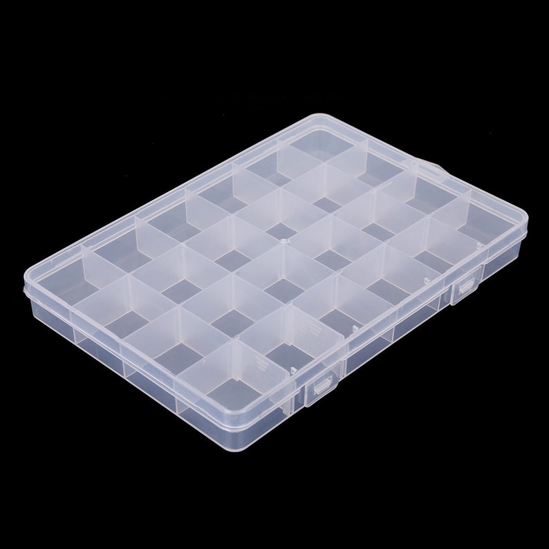 24 Grid Adjustable Clear Transparent Jewelry Storage Box - Ring Earring ...