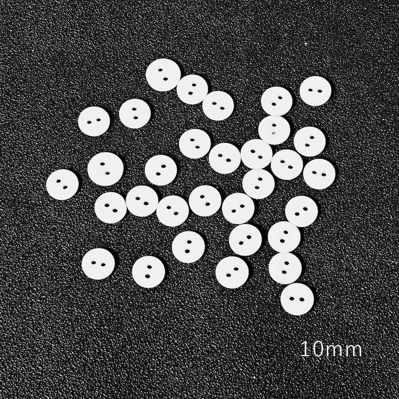 Round Plastic Buttons 8 SIZES White Two Hole Buttons 9mm 10mm 11.5mm 15mm 18mm 20mm 23mm 25mm White Sewing Buttons