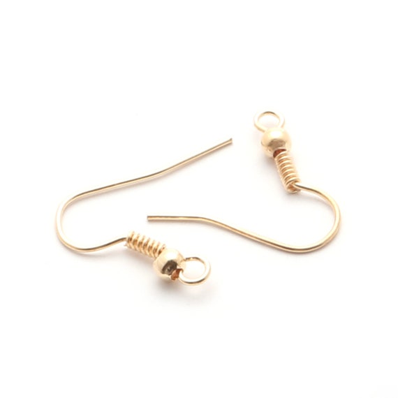 200 Pcs KC Gold Earring Hooks with Ball, Raw Steel Ear Wires, Coil French  Hooks, Earring Component Findings, Bulk Wholesale