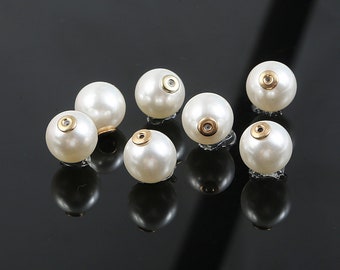 10PCS Ivory Pearl Bronze Earring Back 8MM 10MM 12MM - Faux Pearl Earring Backs - Clutch Built in Pearl Backs Diy Earring Findings