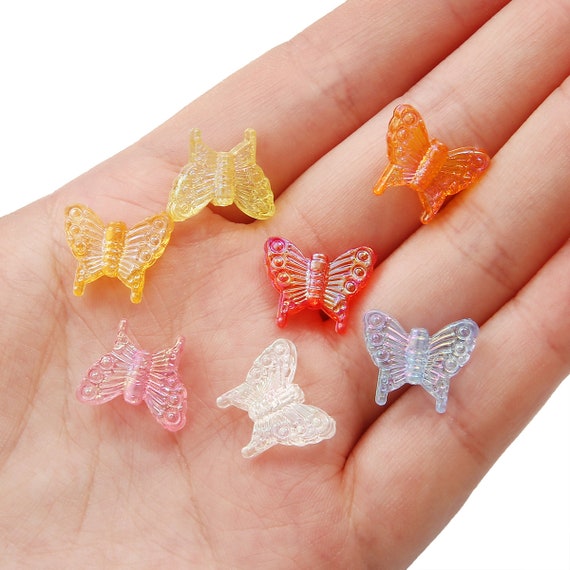 Acrylic Butterfly Beads 15x13mm 1.5mm Hole Resin Butterfly Beads Butterfly  Charms Butterfly Jewelry Butterfly Necklace 20 Pcs 