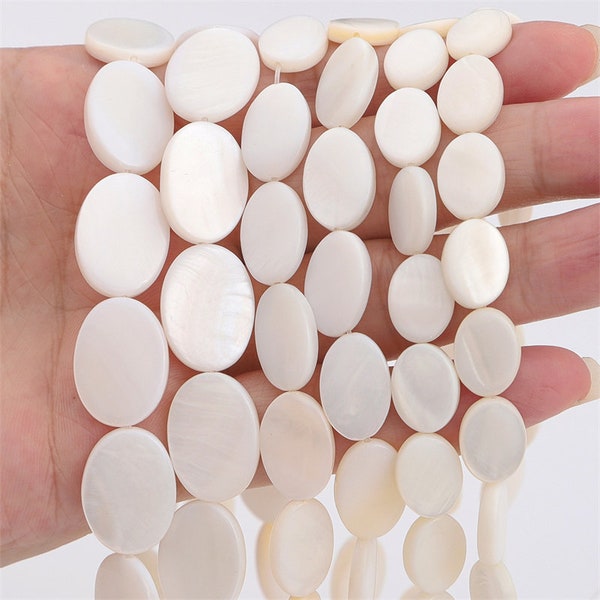 Natural Oval Flat Fresh Water Pearl Beads 9x12mm 10x15mm 13x18mm - Freshwater Pearl Oval - Pearl Oval Beads - Oval Shape Beads