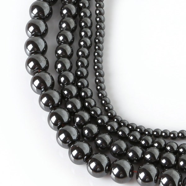Hématite de pierre noire Perles rondes lâches, pierre précieuse naturelle, 4mm 6mm 8mm 10mm