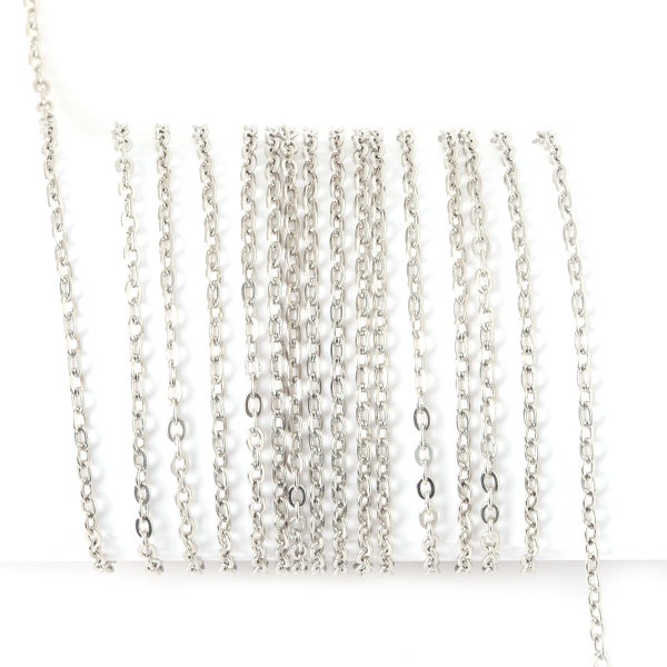 10 Meters of Silver Steel Cable Chain 2.5mm - Necklace Chain - Bulk Chain - Jewelry Chain