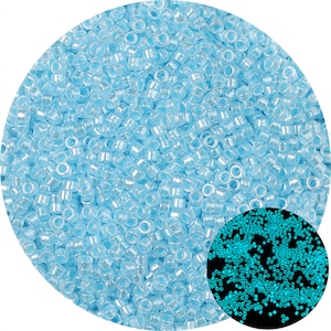 2.5mm Blue Glow in the Dark Seed Beads Glass - Alta qualità - Perline blu luminose che cambiano colore - Dimensione foro 1mm - 700 pezzi - Gioielli di perline