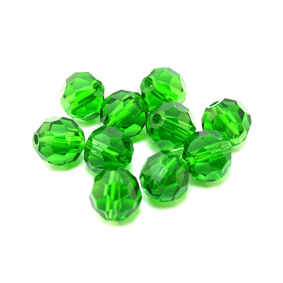 Glass Wax Beads Pattern Emerald Green 8mm 20pcs 