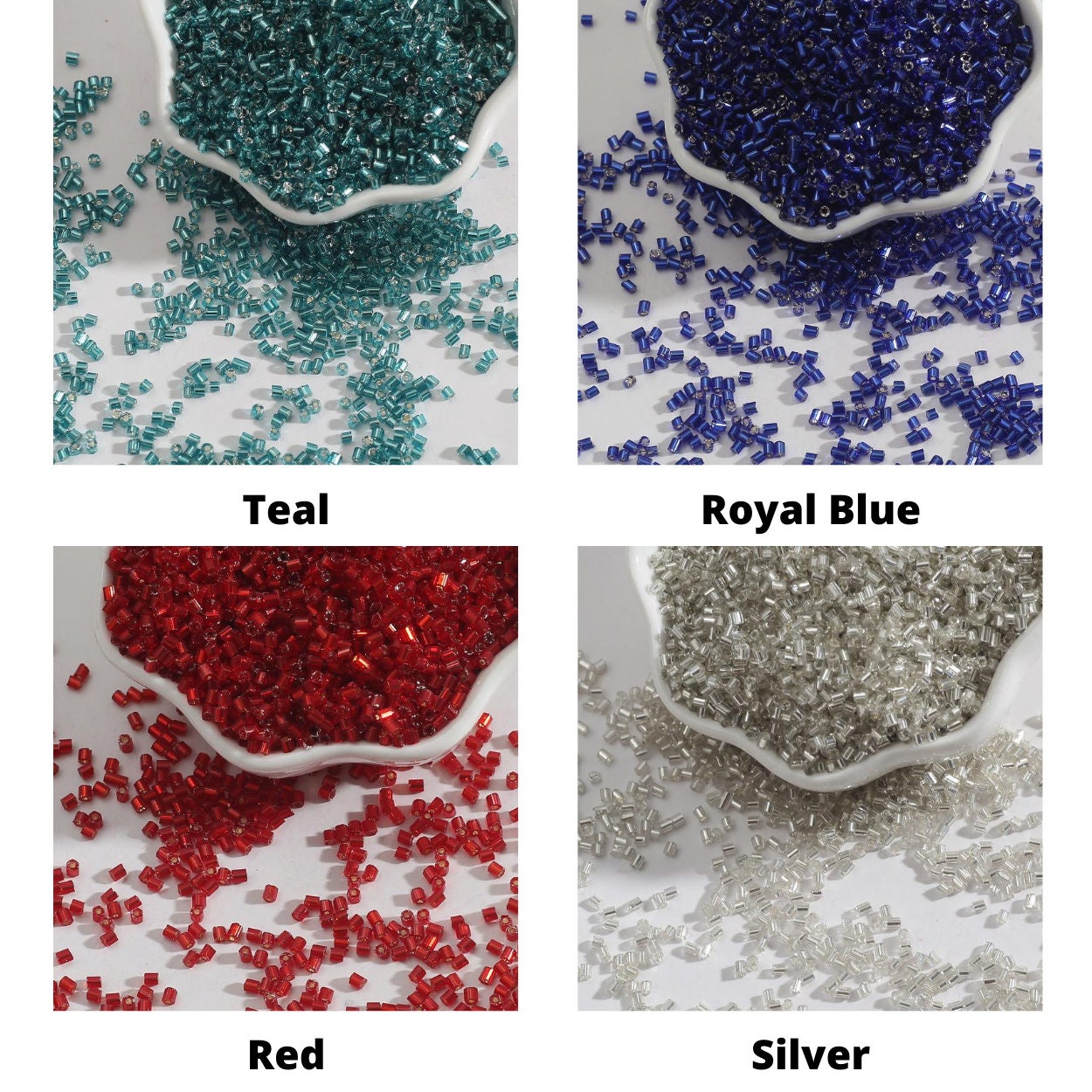 2mm Short Bugle Beads Silver Lined Bugle Seed Beads Glass Etsy