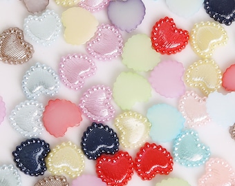 Diverse Reliëf Hart Flatback Parels voor Verfraaiingen - Gemengd Reliëf Hart Confetti - 10mm 14mm