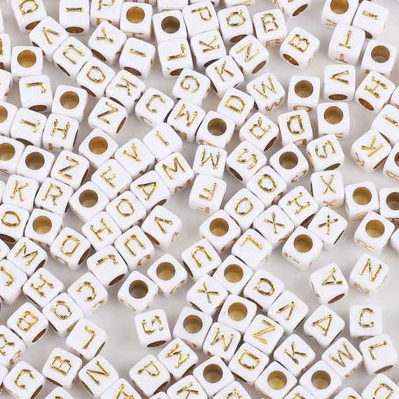 White Square Letter Beads 6mm Acrylic Alphabet Loose Beads Jewelry Making  200pcs