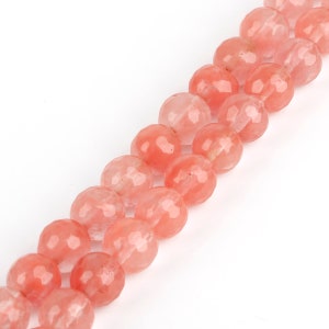 Synthetic Coral Pink Faceted Round Beads, 15&quot; Strand 4mm 6mm 8mm