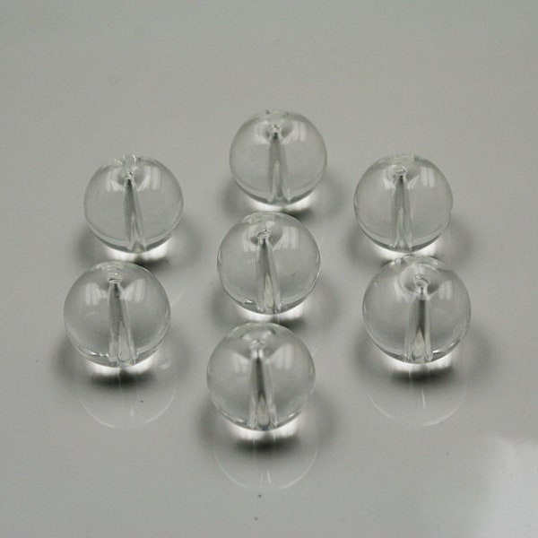 Clear Glass Beads Round Druk Smooth Czech Glass Transparent, 4mm 6mm 8mm 10mm 12mm, Hole Size 2mm