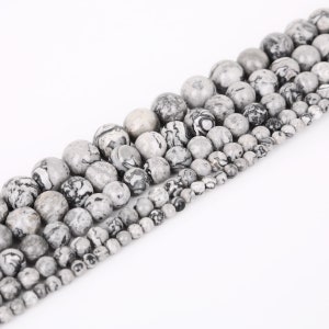 Grijze Picasso Jasper Kralen | Ronde natuurlijke edelsteen losse kralen | Verkocht door Strand | 4mm 6mm 8mm 10mm 12mm