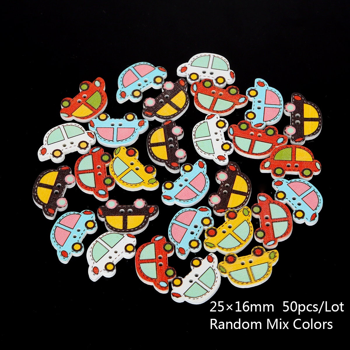 50pcs - Car Theme Wooden Buttons - Two Hole Mix Car Buttons - Car ...