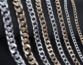 4 Sizes High Quality Polished Curb Chain - Gold Curb Chain - Silver Curb Chain - Necklace Chain