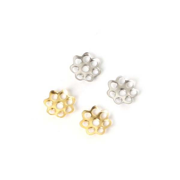 1000pcs Small Gold or Silver Flower Bead Caps 6mm - Tiny Gold Flower Filigree - Tiny Silver Flower Filigree