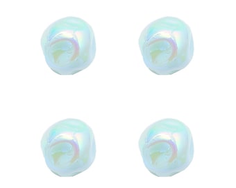 16mm Blue Acrylic Pearl Irregular Beads - Pearl Like Beads - Cream Color Squished Beads - Fun Beads - 3mm Hole Size - 4 Pieces