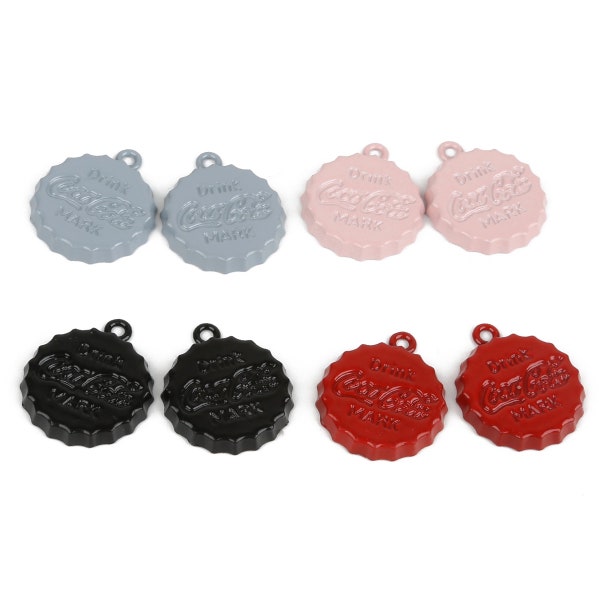 10pcs Coca Cola Bouteille Cap Charms, Vintage Coke Charms, Coca Cola Bouteille Cap Pendentifs Diy Boucle d’Oreille Bijoux Fabrication