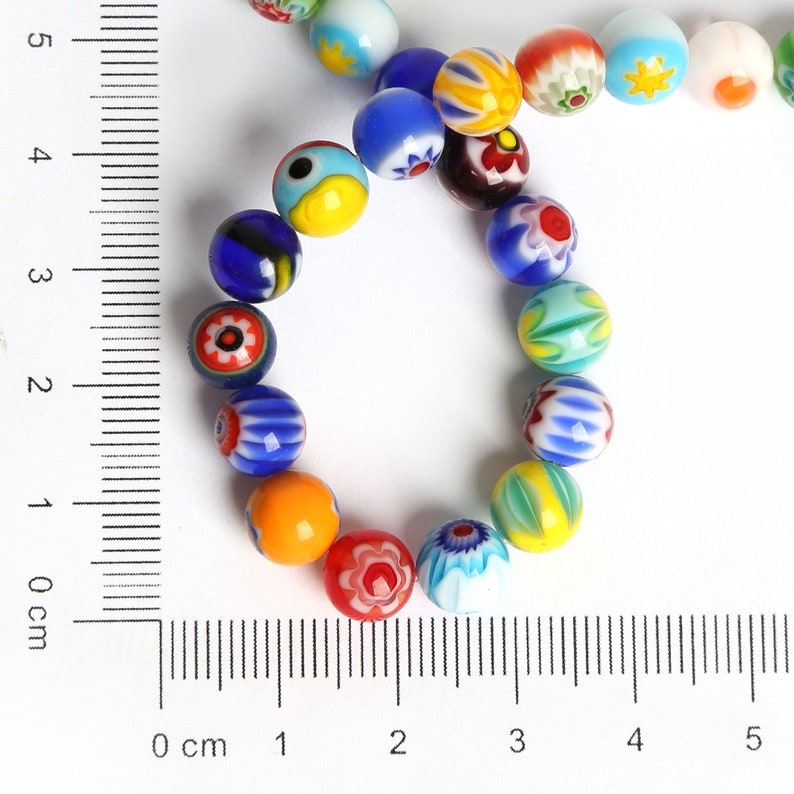 Perles rondes de verre de fleur de Millefiori, perles colorées, 4mm 6mm 8mm 10mm image 8