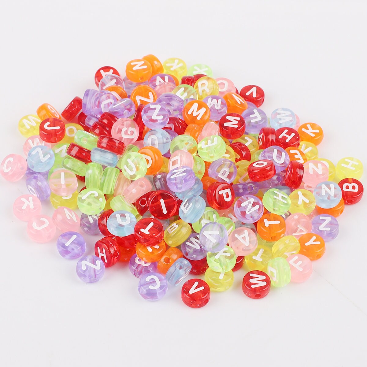 100pc Mixed English Letter Acrylic Beads Flat Heart Alphabet Number Beads  for Charms Bracelet Necklace For Home Decoration