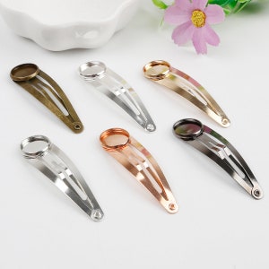 Haarspang Rohlinge mit Lünettentablett, Gold Bronze Silber Rosegold Schwarz, Haarschmuck, 10Stk/Tasche