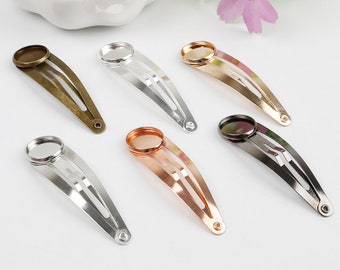 10pcs/lot Copper Gold Silver Plated Hair Clip 12mm Cabochon Base Tray Hairpins 