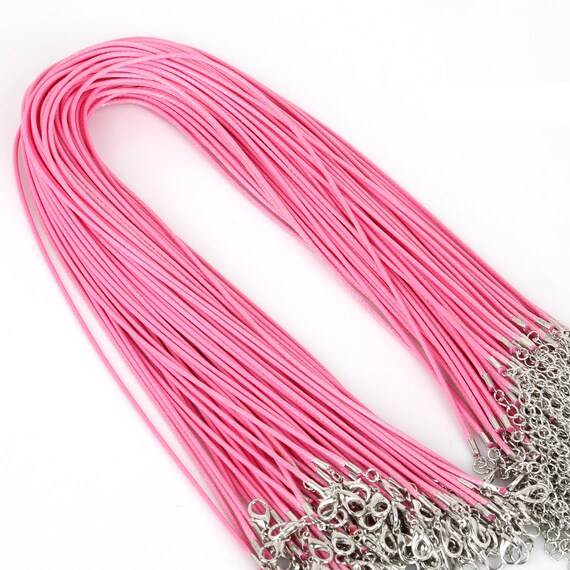 14K 2mm 16in Pink Leather Cord Necklace