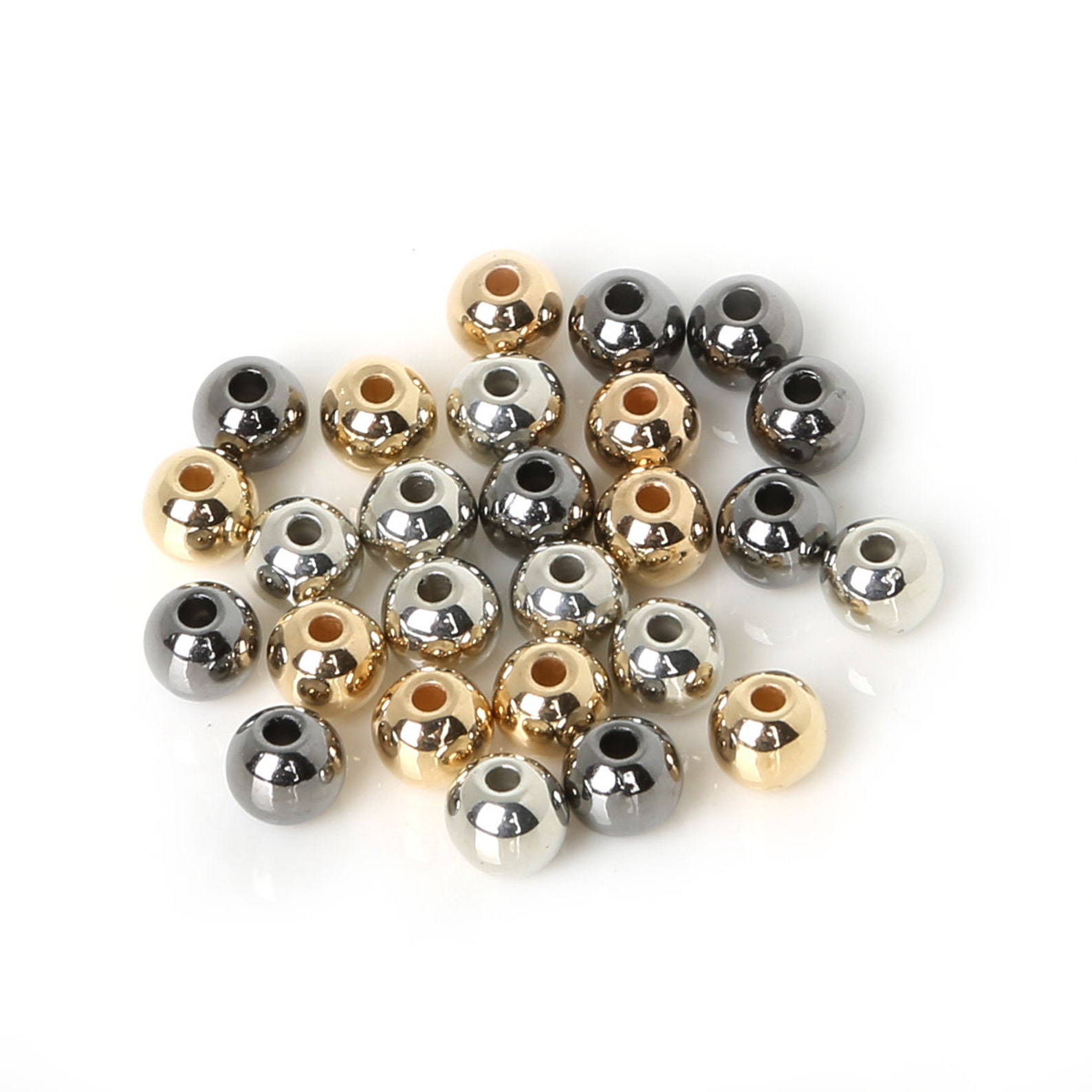 Gold Silver Black Tone Round Spacer Beads 4mm 6mm 8mm 10mm Etsy