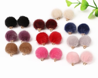 15MM Choice of Pom Pom Charms, Earring Charms, Earring Findings, Fur Ball Charm, Fuzzy Ball Charm, Hair Ball, 10 pcs/bag
